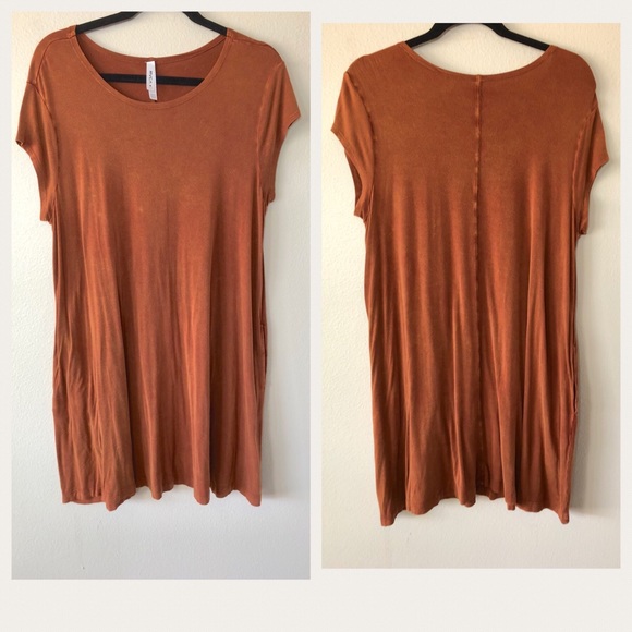 RVCA Rust Orange Distressed Shift Dress Size 10 - Picture 1 of 7
